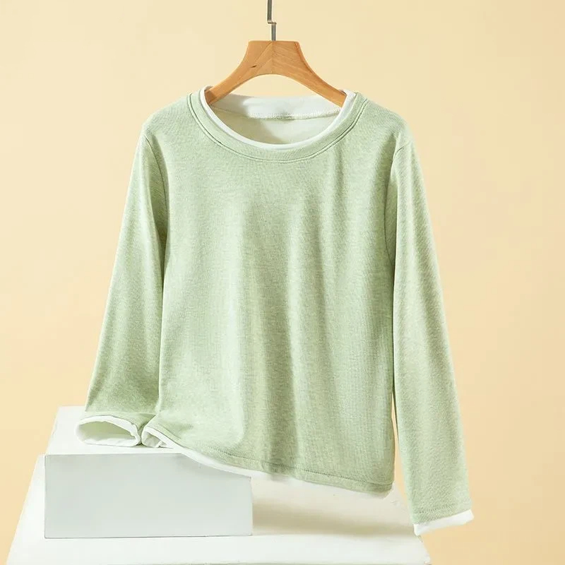 Undershirt Crew Neck - Damen Plus Size Fake Two Piece