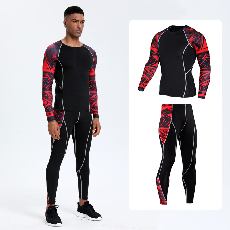 T Shirt Tight Fit - PRO-Sport-Fitnessanzug für Herren: Schnelltrocknendes Langarm-T-Shirt und