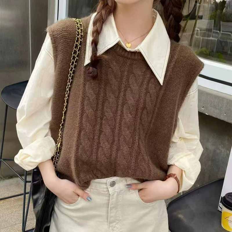 Sleeveless Undershirt - 2023 neue Oansatz Gestrickte Weste Frauen