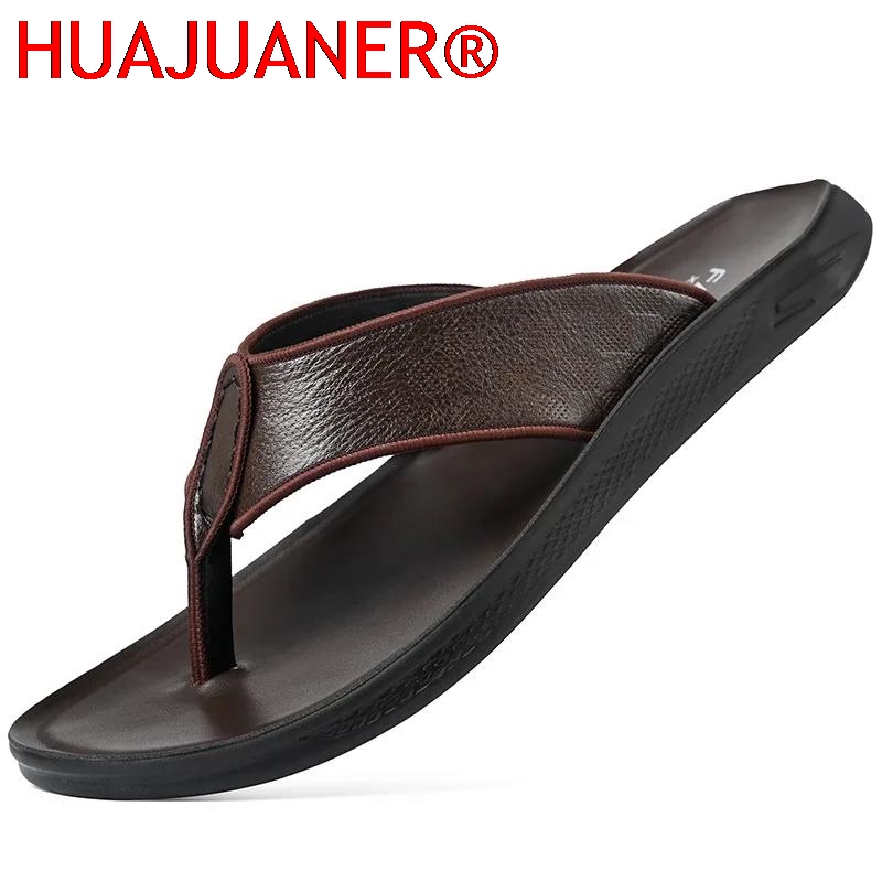 Base Layer Top - Lässige Outdoor-Herrensandalen Sommer Rutschfeste Leder-Zehenstegsandalen Trendiges